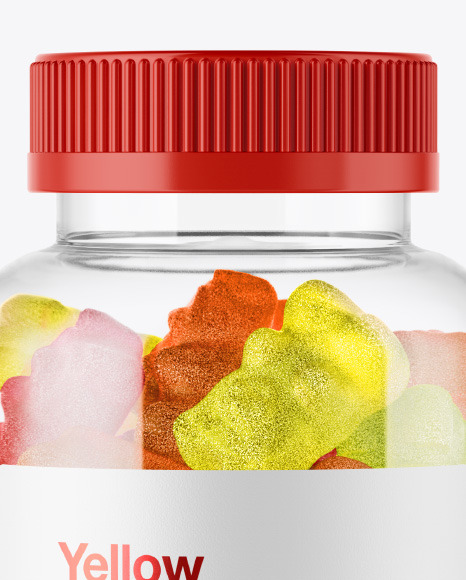 Download Plastic Bottle with Sugared Gummies Mockup in Bottle Mockups on Yellow Images Object Mockups