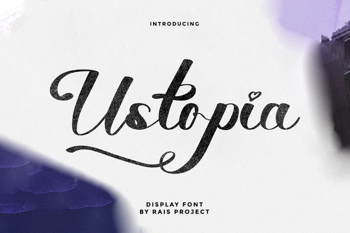 Ustopia Brush Display Font on Yellow Images Creative Store