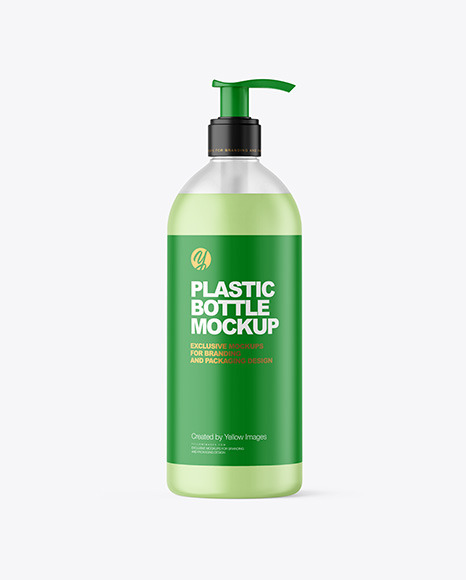 500ml Frosted Cosmetic Bottle with Pump Mockup
