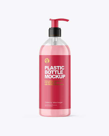 500ml Clear Soap Cosmetic Bottle with Pump Mockup