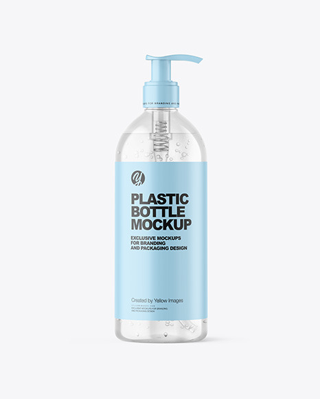 500ml Clear Cosmetic Bottle with Pump Mockup