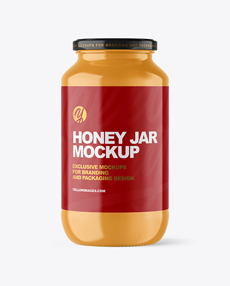 Clear Glass Jar with Creamed Honey Mockup PSD #2