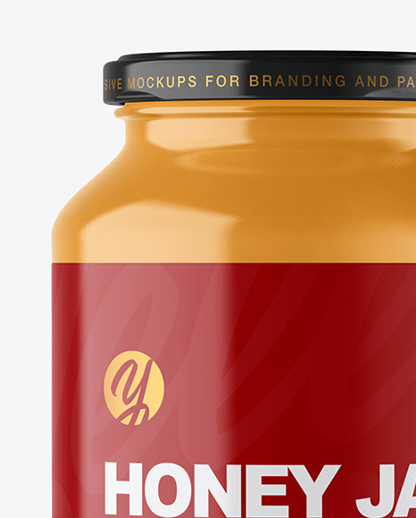Clear Glass Jar with Creamed Honey Mockup PSD #6