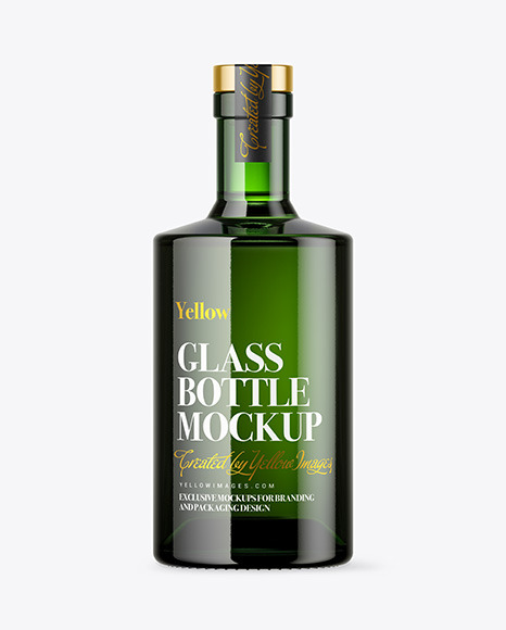 Green Glass Bottle with Wooden Cap Mockup PSD #2