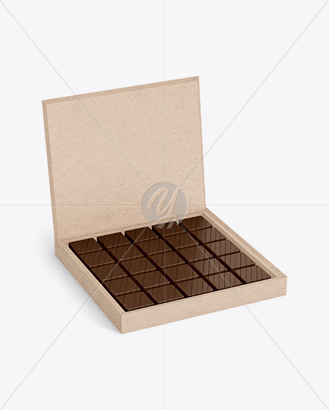 Download Kraft Paper Box Of Chocolate Sweets Mockup In Box Mockups On Yellow Images Object Mockups