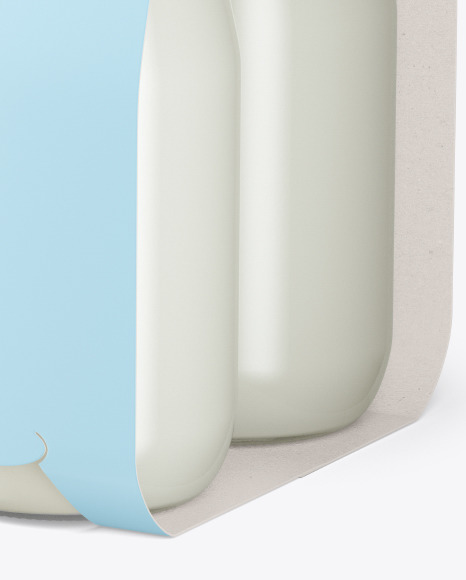 4 Bottles w  Milk Pack Paper Carrier Mockup PSD #1