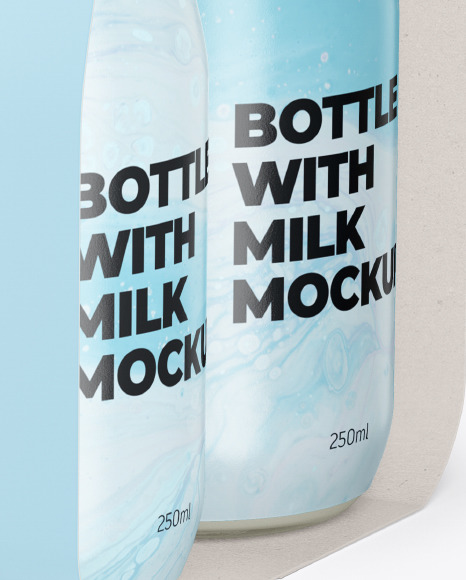 4 Bottles w  Milk Pack Paper Carrier Mockup PSD #5