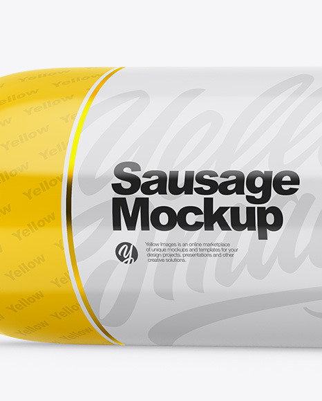 Download Glossy Sausage Chub Mockup In Packaging Mockups On Yellow Images Object Mockups