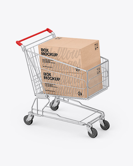 Shopping Cart W  Kraft Boxes Mockup PSD #2