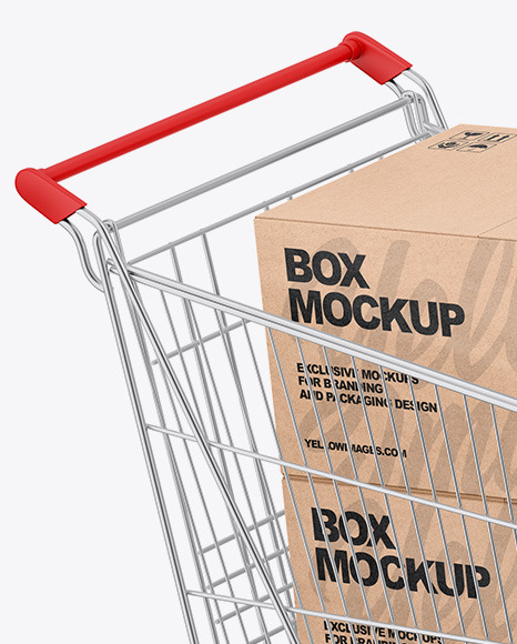 Shopping Cart W  Kraft Boxes Mockup PSD #3