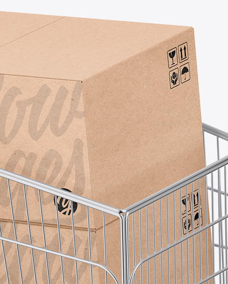 Shopping Cart W  Kraft Boxes Mockup PSD #5