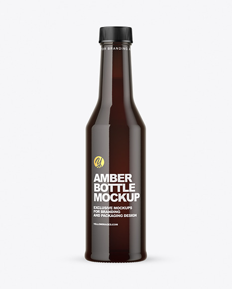 Dark Amber Glass Bottle Mockup
