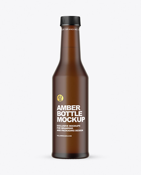 Frosted Amber Glass Bottle Mockup