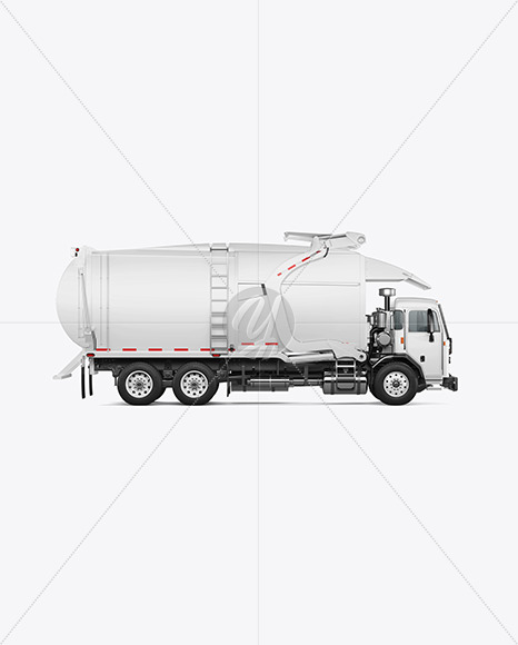 Free Garbage Truck Mockup - Side View Vehicle Mockups