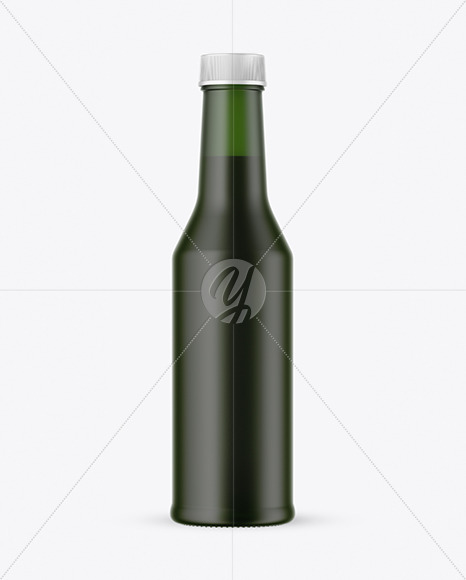 Frosted Green Glass Bottle w/ Dark Drink Mockup