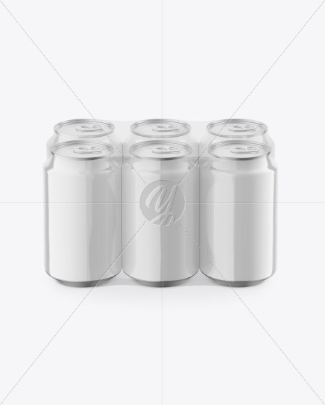 Download 6 Pack Glossy Cans Mockup In Can Mockups On Yellow Images Object Mockups