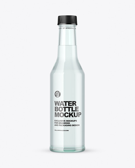 Blue Glass Water Bottle Mockup