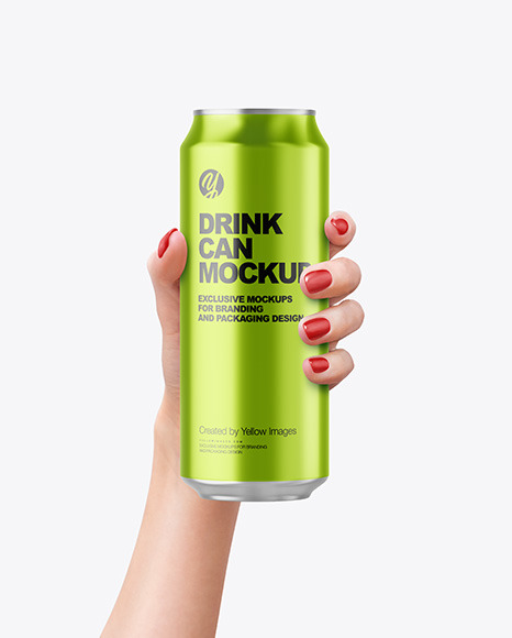 Drink Can in Hand Mockup