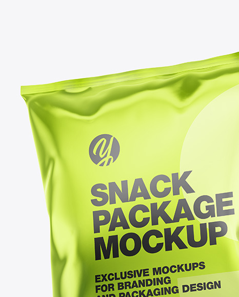Two Glossy Metallic Snack Packages Mockup PSD #1