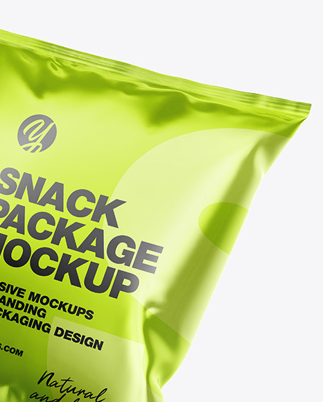 Two Glossy Metallic Snack Packages Mockup PSD #6