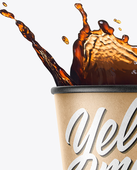 Kraft Paper Soda Cup w  Splash Mockup PSD #2