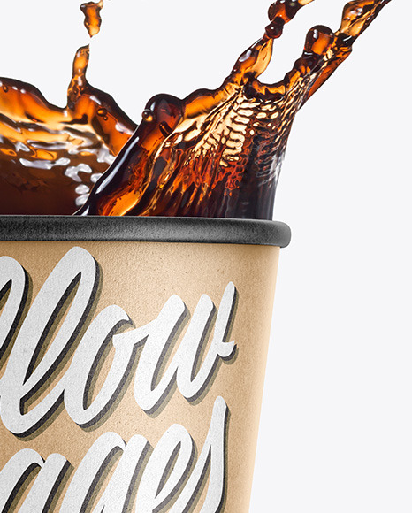 Kraft Paper Soda Cup w  Splash Mockup PSD #1