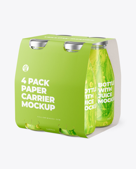 4 Drink Bottles Pack Paper Carrier Mockup PSD #6