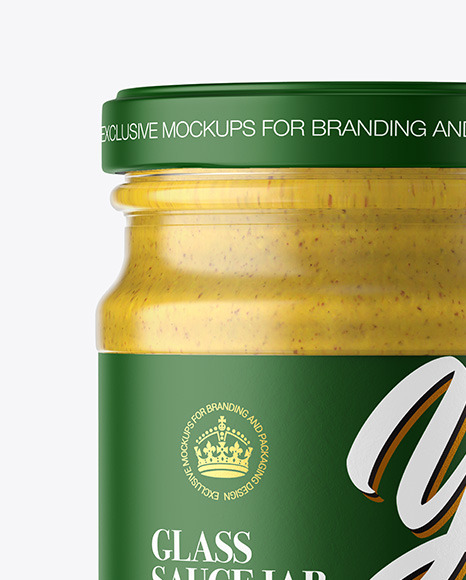 Glass Jar with Mustard Sauce Mockup PSD #2