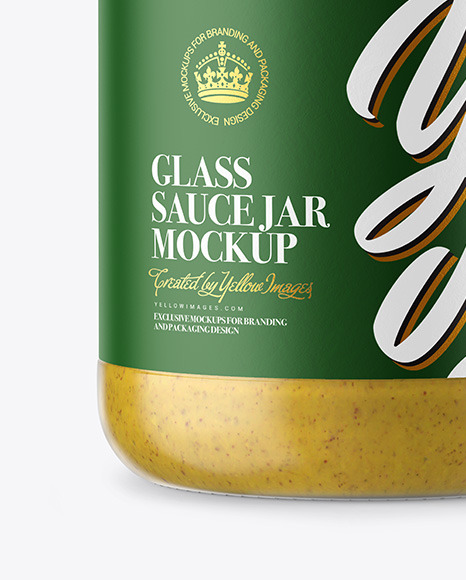 Glass Jar with Mustard Sauce Mockup PSD #1
