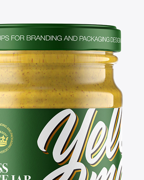 Glass Jar with Mustard Sauce Mockup PSD #7