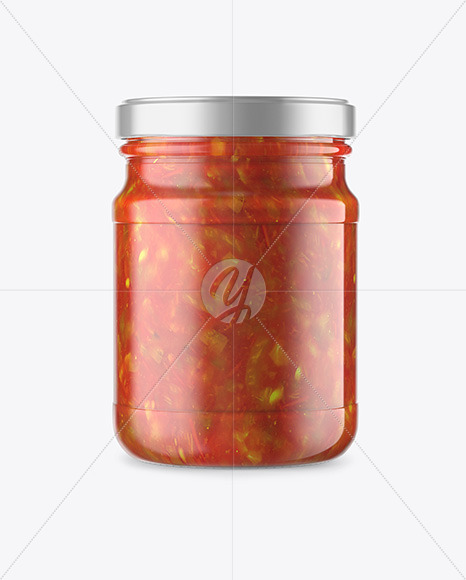 Glass Jar With Lecho Sauce Mockup