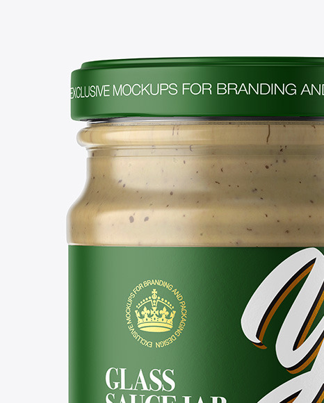Glass Jar with Mushroom Sauce Mockup PSD #2