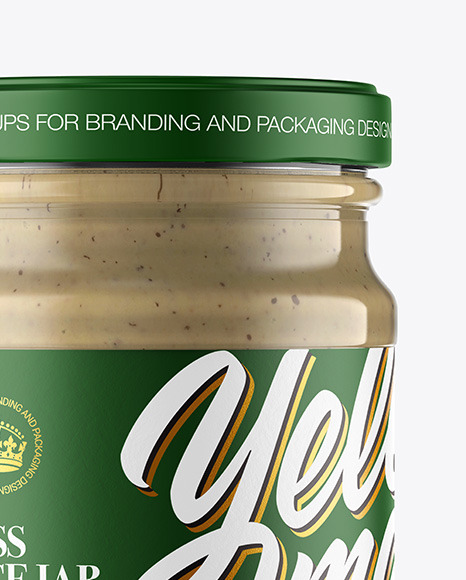 Glass Jar with Mushroom Sauce Mockup PSD #7