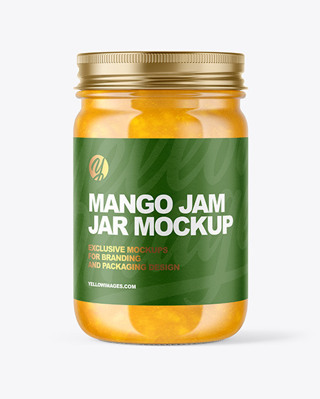 Download Clear Glass Jar With Mango Jam Mockup Download Graphic Design Mockup