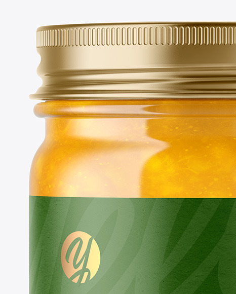 Clear Glass Jar with Mango jam Mockup PSD #1