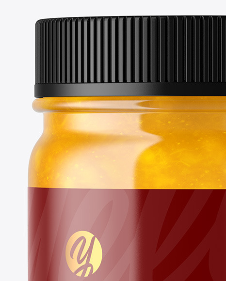 Clear Glass Jar with Mango jam Mockup PSD #6