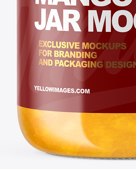 Clear Glass Jar with Mango jam Mockup PSD #7