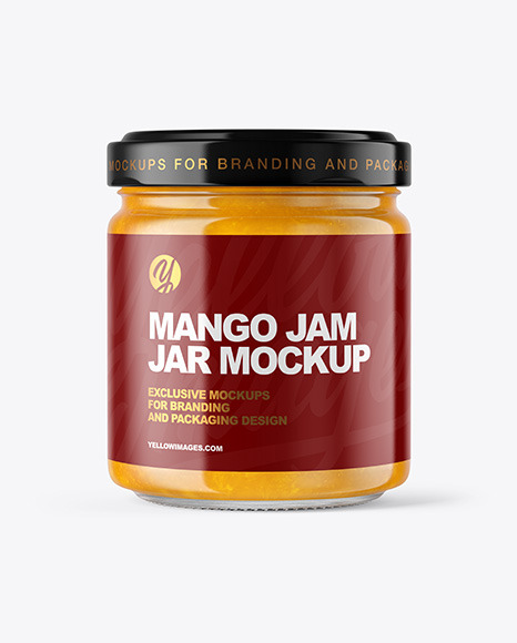 Clear Glass Jar with Mango jam Mockup PSD #2