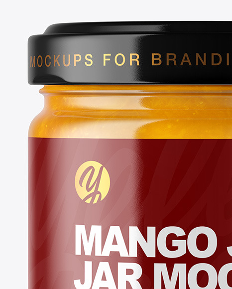 Clear Glass Jar with Mango jam Mockup PSD #6