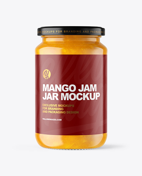 Clear Glass Jar with Mango jam Mockup PSD #2