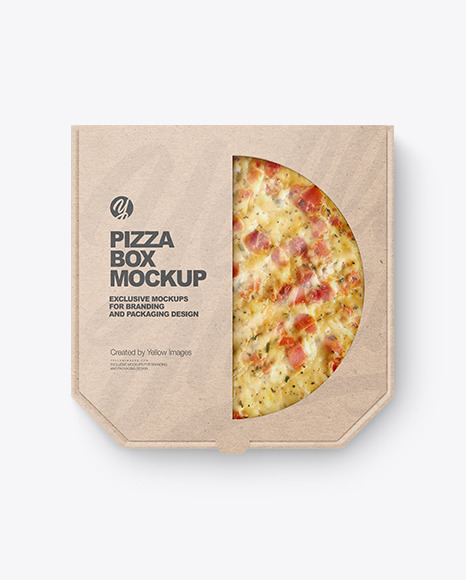 Kraft Paper Box with Pizza Mockup PSD #2