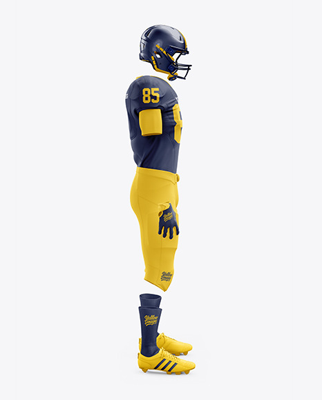 American Football Kit Mockup - Side View on Yellow Images Object Mockups