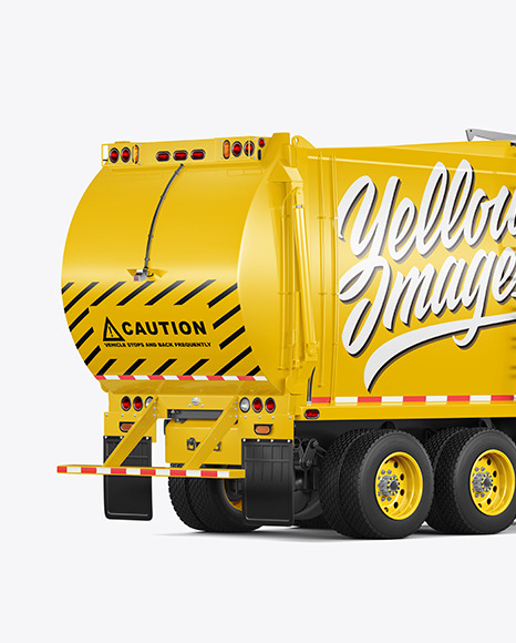 Garbage Truck Mockup   Back Half Side View PSD #2