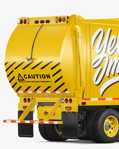 Garbage Truck Mockup   Back Half Side View PSD #1