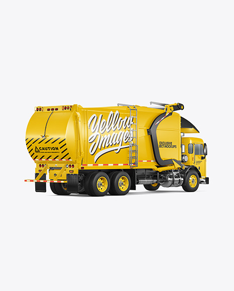 Garbage Truck Mockup   Back Half Side View PSD #7