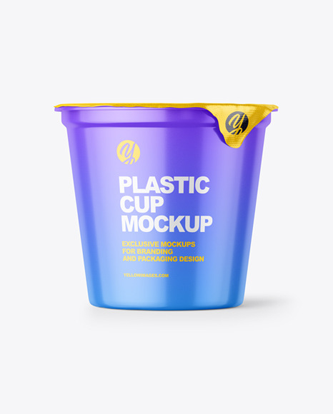 Download Round Glossy Plastic Cup Mockup In Cup Bowl Mockups On Yellow Images Object Mockups