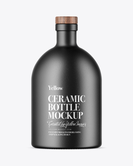 Ceramic Bottle with Wooden Cap Mockup PSD #2