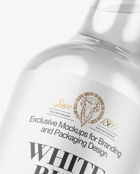 Download Clear Glass White Rum Bottle Mockup In Bottle Mockups On Yellow Images Object Mockups