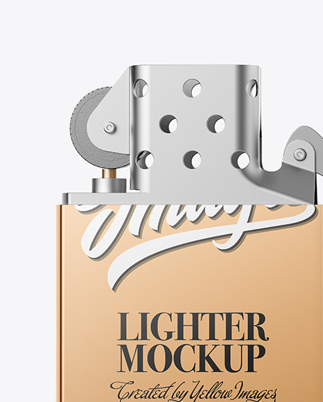 Opened Metallic Lighter Mockup PSD #3