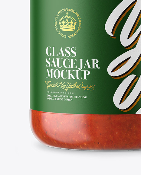 Glass Jar With Tomato Sauce Mockup PSD #1